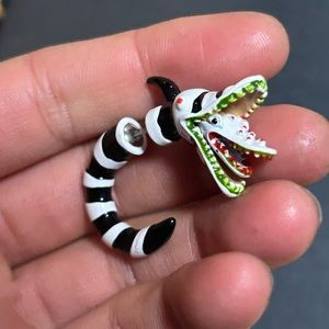 Beetlejuice Sand snake fake plug earrings
